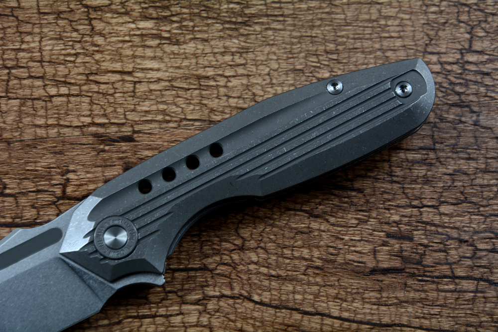 Twosun D2 Stonewash Blade Pocket KnifeセラミックボールベアリングワッシャーTC4チタンハンドル折りたたみ屋外キャンプハンティングEDC TS194