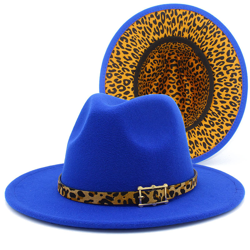 Leopard Panama Hat Women Men Fedora Feel Hats Woman Fedoras Man Wide Brim Cap Women039s Modna jesień zimowych czapek impreza Christ9553097