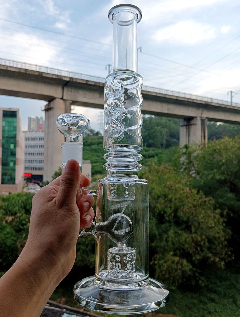 16 tum transparent glas vatten bong vattenpipa