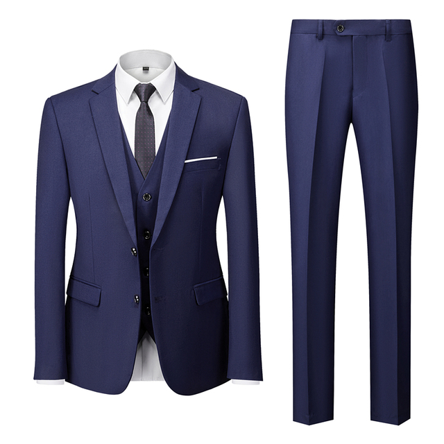 Smoking da sposa in raso nero blu scuro sottile 2022 Tre pezzi Pantalone Giacca da uomo Abiti da uomo Elegante Borgogna Abiti da uomo Abiti da cerimonia Groomsman da cerimonia