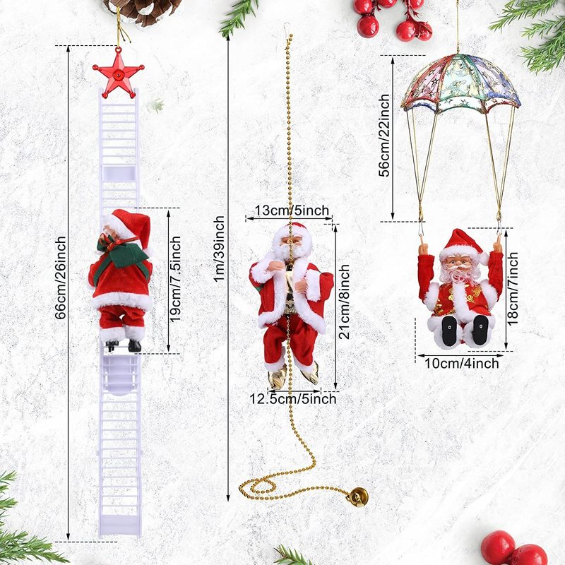 Decorações de Natal 2023 Christmas Electric Papai Noel Claus escalada Alpinista Papai Noel Doll Doll Christmas Tree pendurou ornamentos de brinquedos de natal 220921