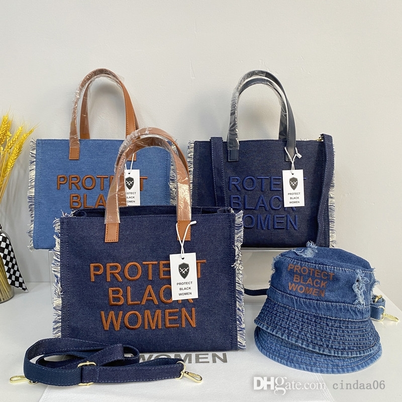 Tote Bag Designer Women Denim Handbag Letter Embroidered Shoulder Messager Bag Large Capacity 2022 Autumn New Cowboy Bags