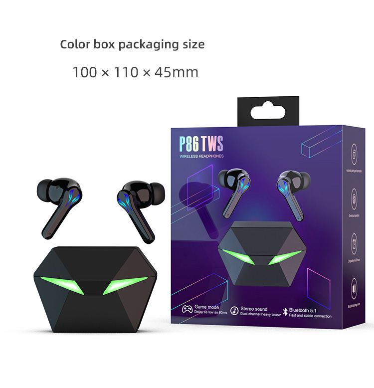 TWS CellPhone Earphones Wireless Bluetooth Headphone in-ear Game Headset IPX5 Waterproof Earbuds Charging Case Bass Music Auto Pairing for Xiaomi Samsung Iphone