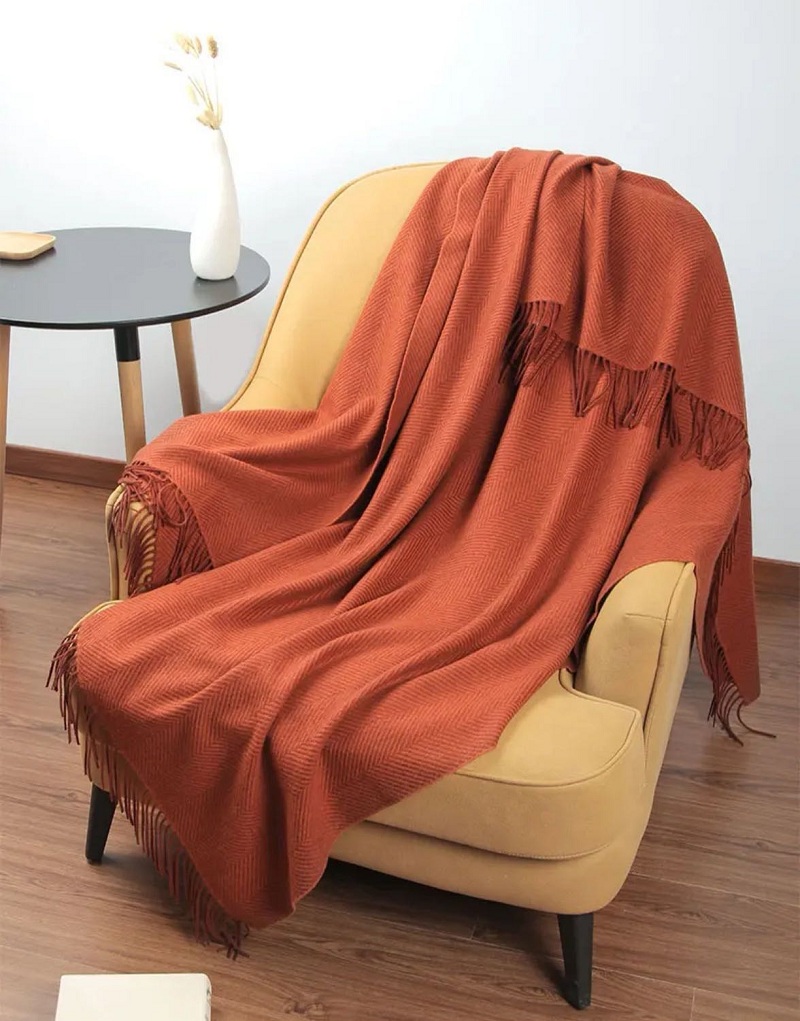 140-185cm Double-sided Cashmere Blanket Crochet Soft Wool Shawl Portable Warm Plaid Sofa Travel Fleece Knitted Throw Cape Blankets 