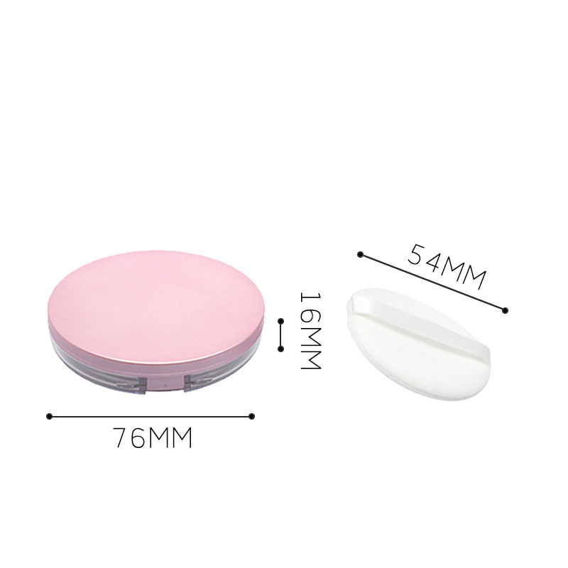 Scatola vuota in polvere rotonda rosa con mini barattolo portatile in polvere sfusa a soffietto a rete elastica a specchio di piccola capacità