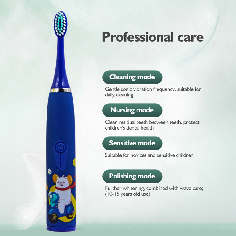 Zahnbürste für Kinder, elektrisch, Cartoon-Muster, für Kinder, mit Austausch des Kopfes, Ultraschall, 220921