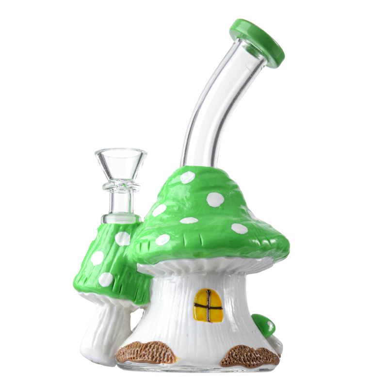 3D Glass Hand Made Hookahs Mushroom Like Beaker Bong Unique Glass Bongs Showerhead Perc Percolator Water Pipes 14mm Female Joint W2002310