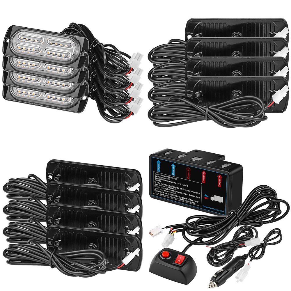 4 in 1 Auto 20 LED -Strobe Warnsignal Notfalllicht Kühlergrill blinkende Lichtbalken LKW Beacon Lampe Ampel 12V