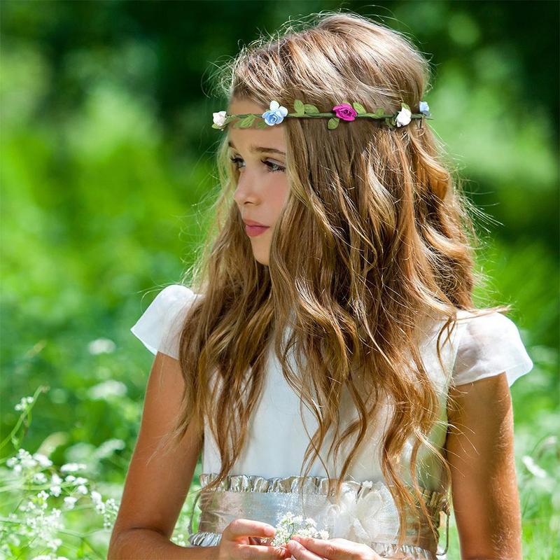 Simulazione fatta a mano Corona di fiori Corona Fascia capelli Halo Matrimonio floreale Ghirlanda di capelli Copricapo da festa in spiaggia bohémien