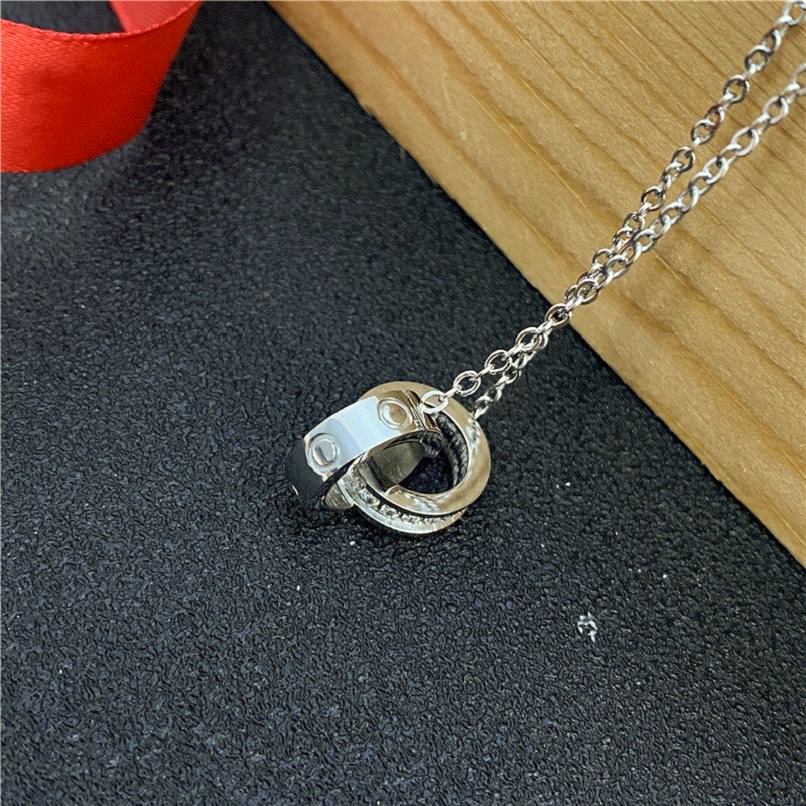 Designer Luxury Necklace Gold Necklace Designers smycken Guld Silver Double Ring Christmas Gift Cjeweler Mens Woman Diamond Love P279P