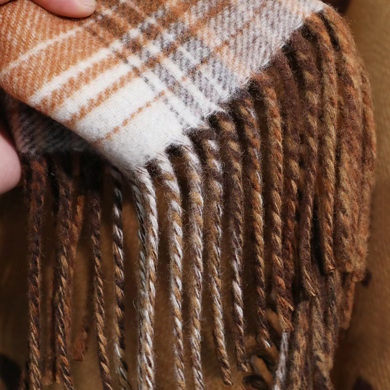 Designer feminino Tartan Wool Cape G Padr￣o Shawl It￡lia Marca longa pesco
