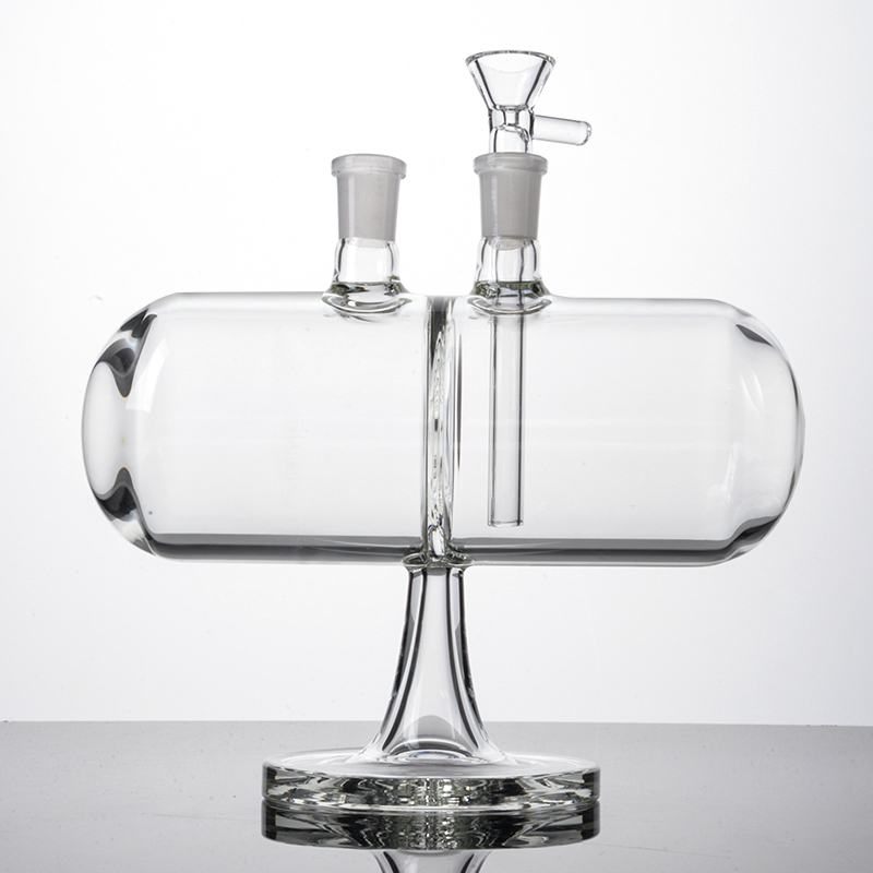 7 Zoll große Glasbongs 3 Farben Wasserpfeifen Infinity Wasserfall Grün Lila Klare Wasserpfeifen Umkehrbare Schwerkraft Trockenes Kräuteröl Dab Rigs 14mm Gelenk mit Schüssel XL2061