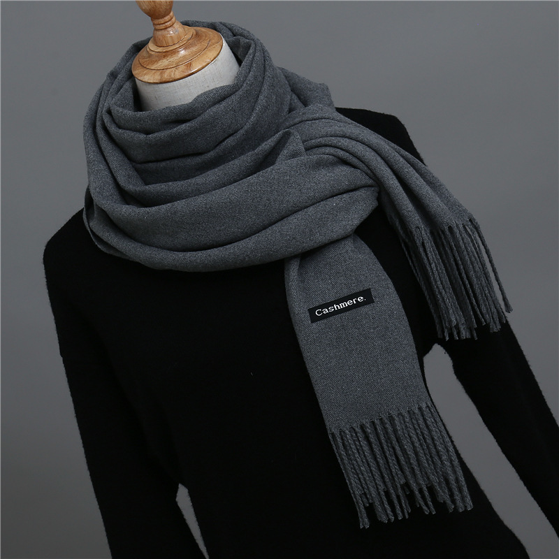 Halsdukar m￤n kashmir halsduk unisex tjock varm vinter svart och gr￥ gentleman's busseness foulard femme 220922