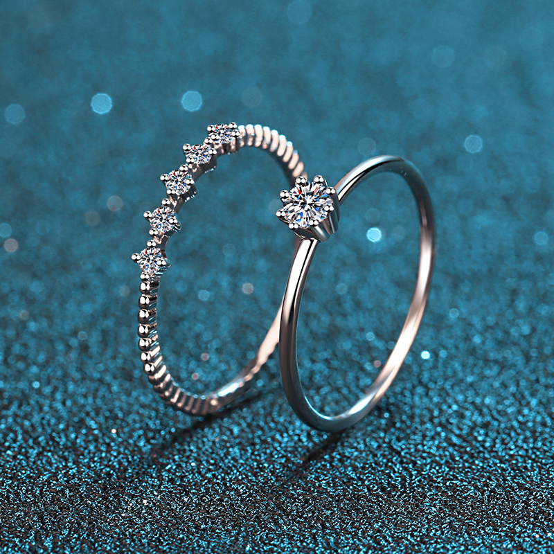 Кластерные кольца крошечные 3 -миллиметровые кольцевые наборы серебро 925 Блестящий бриллиантовый тест прошлого D Color S Ringers Оригинальные украшения 220922