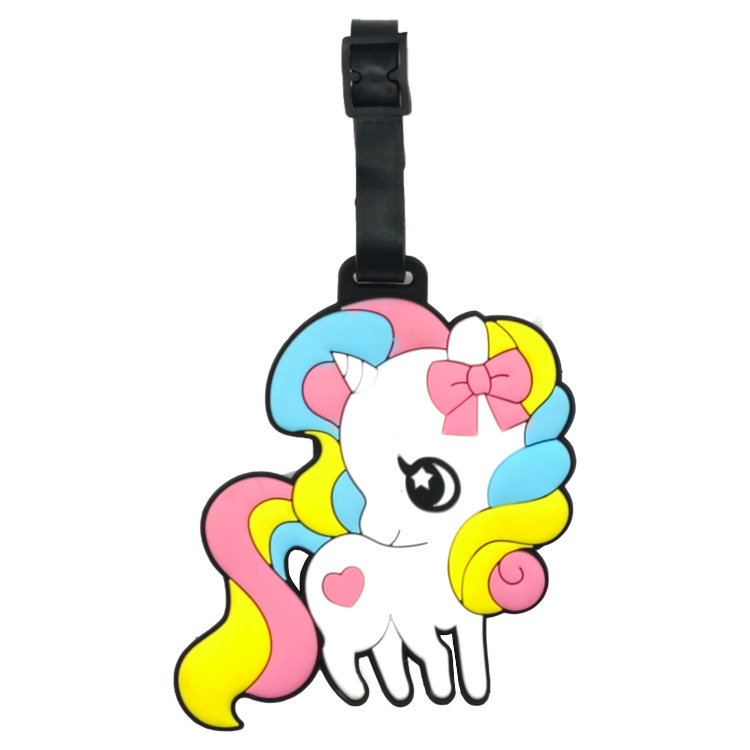 Accessori da viaggio Festa Simpatici unicorni Animali Etichetta bagagli Gel di silice ID valigia Porta indirizzo Etichetta imbarco bagaglio Etichetta portatile