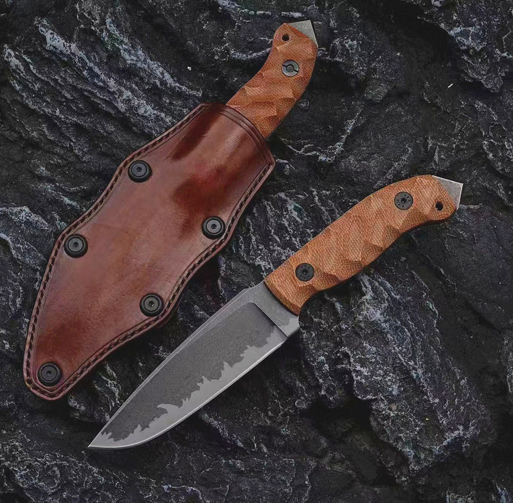 Promotion H9202 High End Survival Straight Knife A2 Drop Point Blade Full Tang Linen Handle de p￪che ext￩rieure Chasse Fixe ￠ lame Couteaux de lame avec Kydex