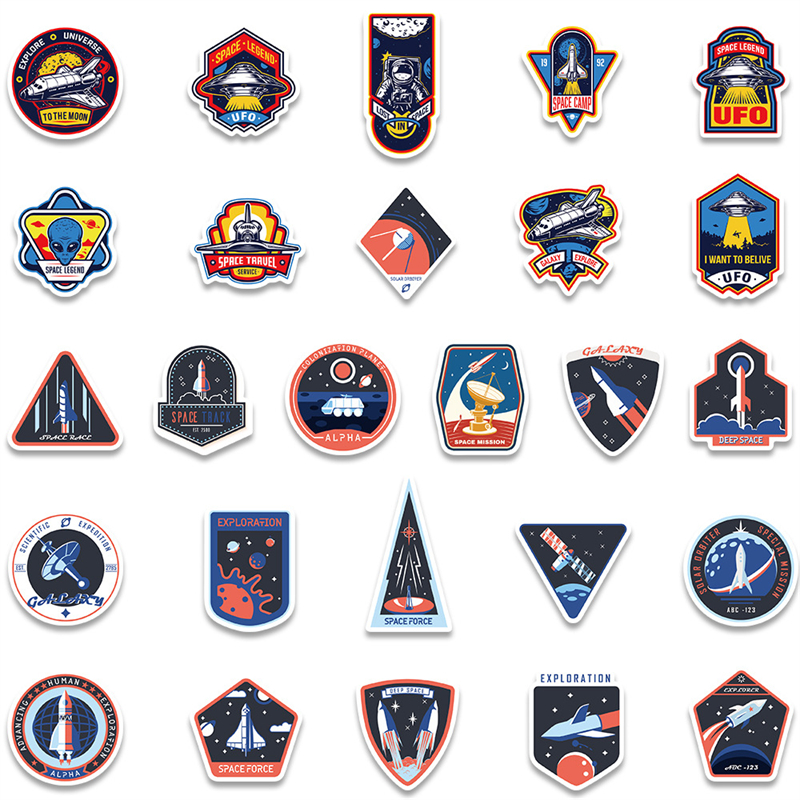 Cartoon Spaceship Astronauten Sticker Space Agency Graffiti Stickers voor DIY Bagage Laptop Skateboard Motorfietsfietsstickers