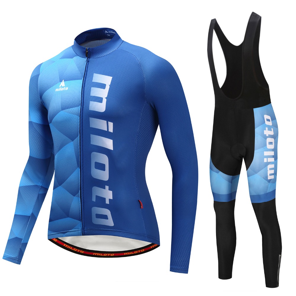 2024 Pro Mens Blue Blue Winter Cicling Jersey Set di abiti da ciclismo mountain bike a maniche lunghe MTB abiti da bicicletta mtb abiti da abbigliamento b35 B35