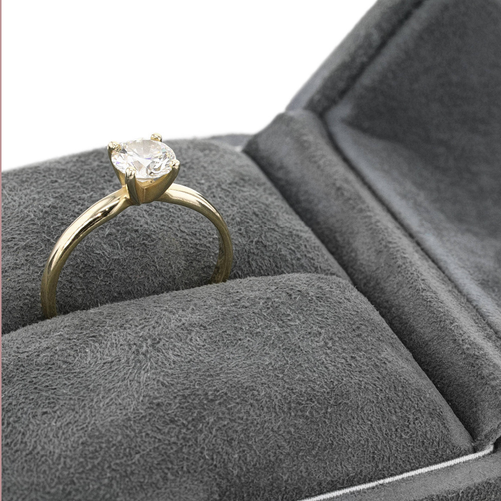 Clusterringen Solid 10K Yellow Gold Round Cut 05 CT 4 Prong Ring Solarite Lab Diamond verlovingsring voor vrouwen 220922