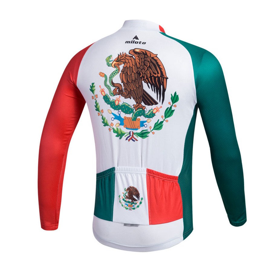 2024 Pro Mens Mexico Winter Cycling Jersey Set Long Sleeve Mountain Bike Cycling Clothing Breathable MTB Bicycle Clothes Wear Suit B35