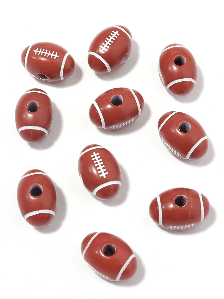 18x12mm Rugby Football Acrylic Beads Sport Ball Spacer Bead 3.5mm hole Fit For Bracelet Necklace Diy Jewelry Making