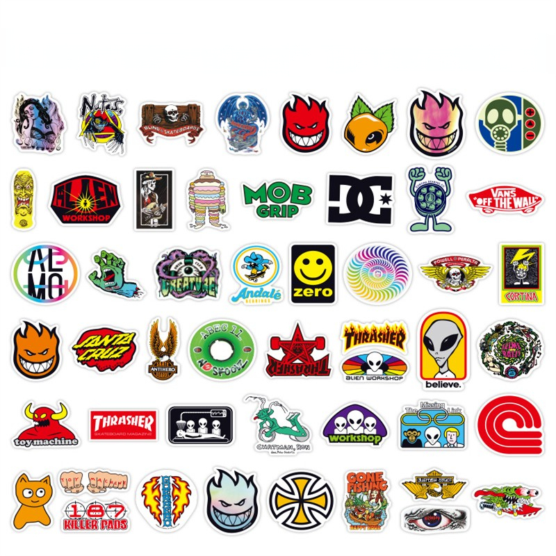 50 -stcs pop trendy merk skateboard sticker graffiti -stickers voor doe -het -zelf bagage laptop motorfiets fietsstickers