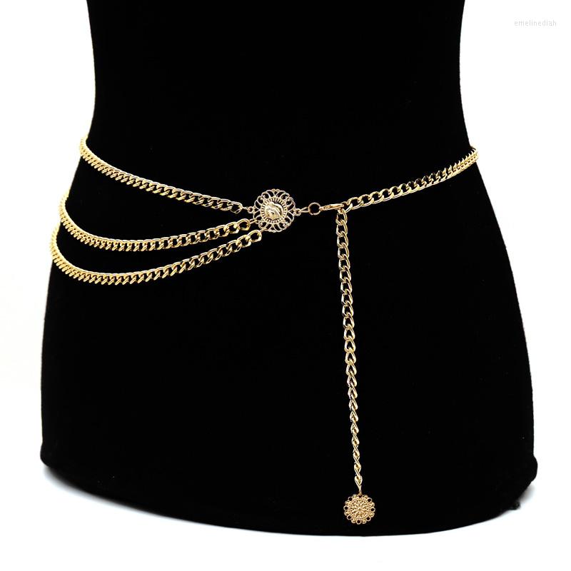 Paski projektant mody metalowy pasek łańcucha dla kobiet złoty moneta Hip Hop Tassel żeńskie