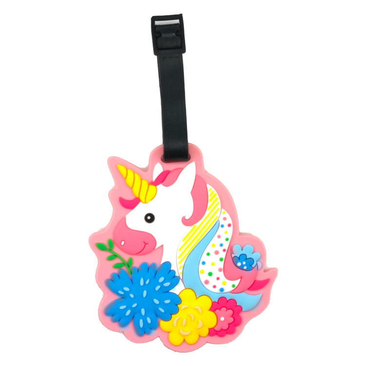 Accessori da viaggio Festa Simpatici unicorni Animali Etichetta bagagli Gel di silice ID valigia Porta indirizzo Etichetta imbarco bagaglio Etichetta portatile