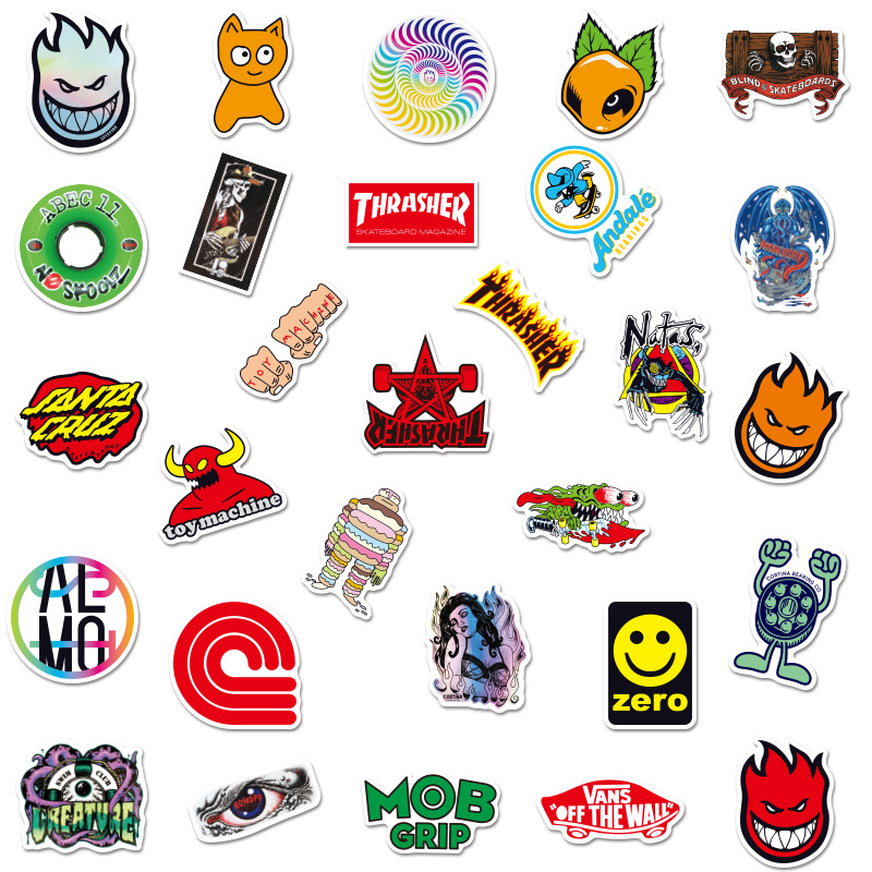 50st Pop Trendy Brand Skateboard Sticker Graffiti Stickers för DIY Bagage Laptop Motorcykelcykelklistermärken