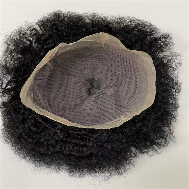 Russian Virgin Remy Human Hair Replacement 6mm Wave 8x10 Full Lace Toupee For Black Men