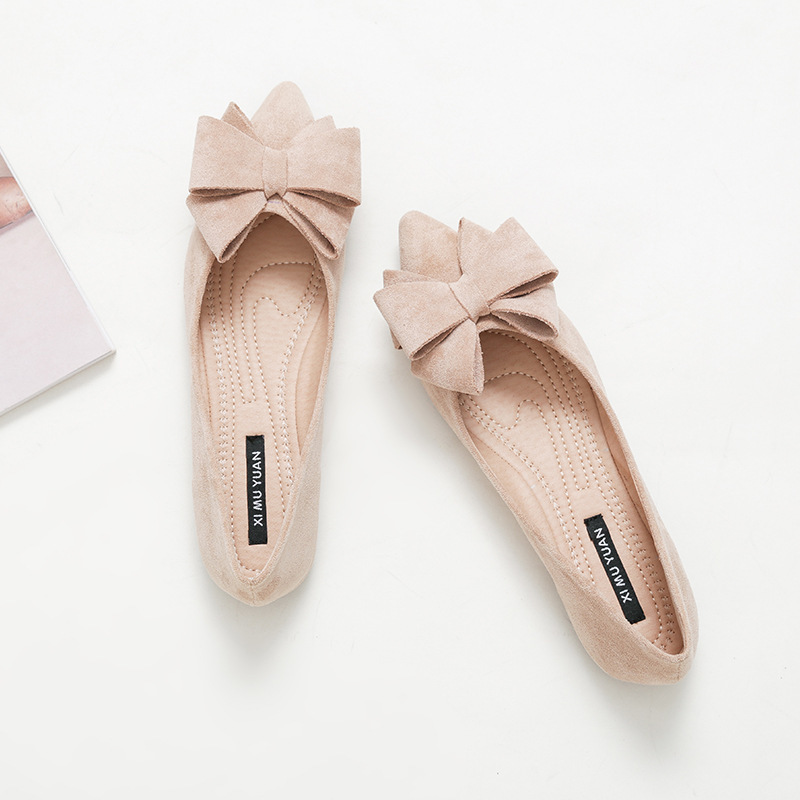 Dress Shoes Large Size Spring Bow Flats Woman ButterflyKnot Ballets OL Office Pointed Toe Shallow Slip On Foldable Ballerina 220923