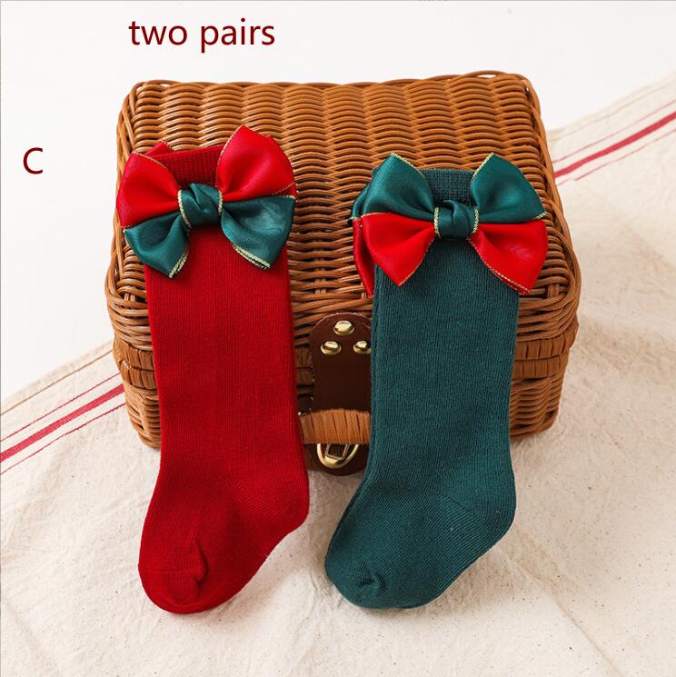 3 projeta meias de natal verde e vermelho meio middle solid color girls com arcos