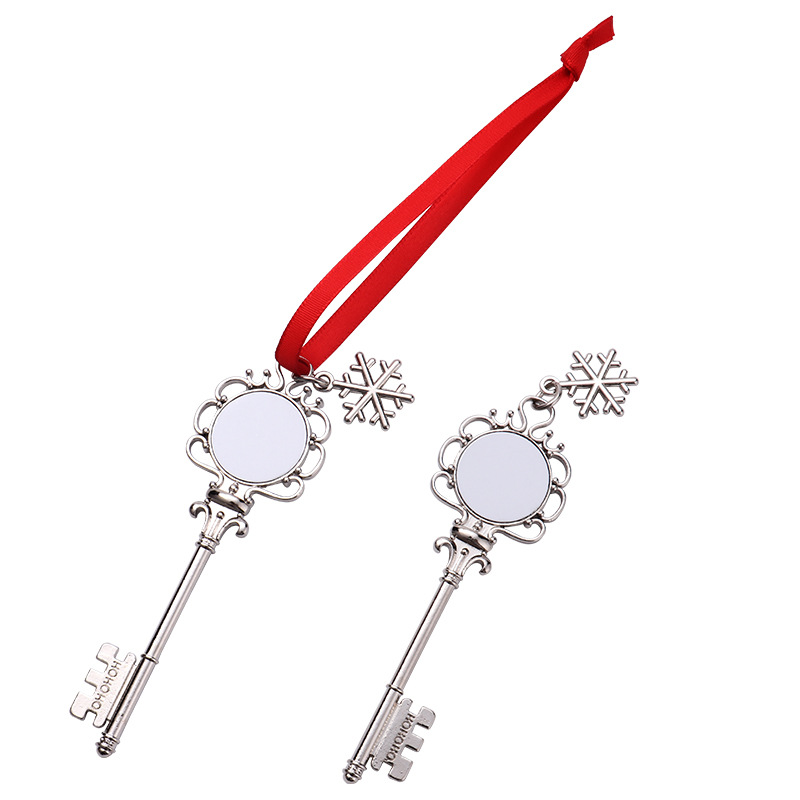 Süblimasyon Noel claus metal anahtar Noel kolye süsleri kırmızı ip ile sıcak transfer baskısı boş diy sarf malzemesi wll1685