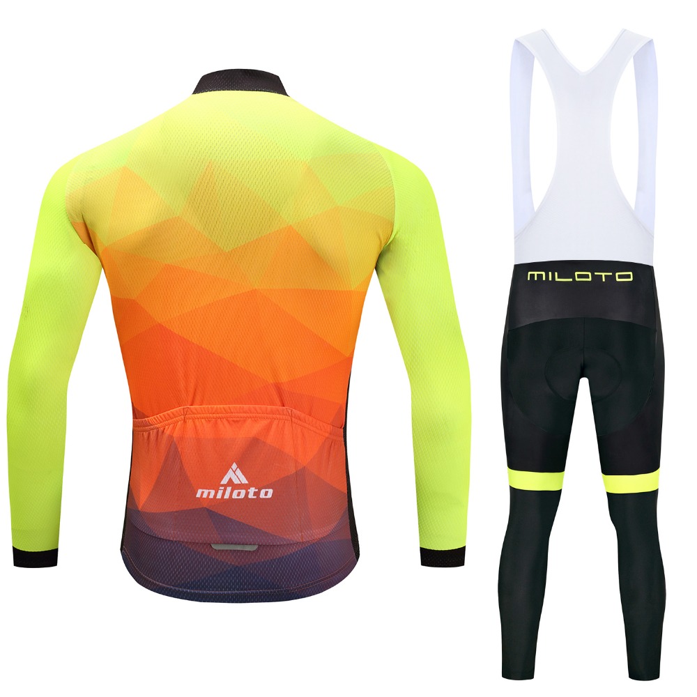 2024 Pro Mens Fluorescence Jersey de cyclisme d'hiver jaune Ensemble de vélo de montagne à manches longues Vêtements de vélo respirant