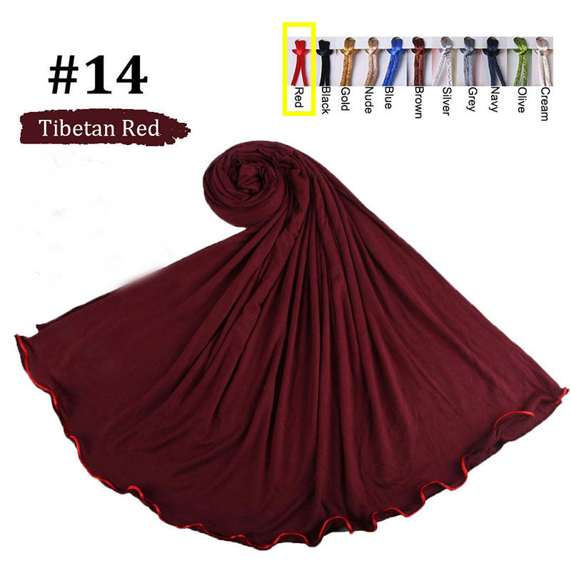 Écharpes Coton Stretch Plain Jersey Hijab Écharpe Avec Des Lignes Colorées Pays-Bas Arabe Musulman Femmes Châles 220922