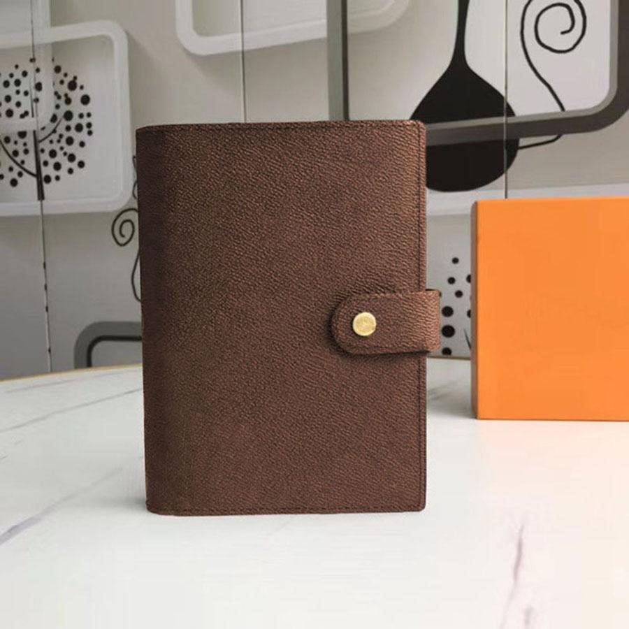 Lädernotboksäckar Holder Holder Credit Case Book Cover Fashion Diary Small Ring Agenda Planner Notebooks WIH Dust Bag och Box2389