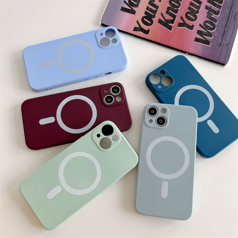 Liquid Silicone Magnetic Cases for iPhone 15 14 12 Pro Max 11Pro X Xs Xr 7 8 Plus 13 Mini Wireless Charger Magsafing Magnet Back Cover