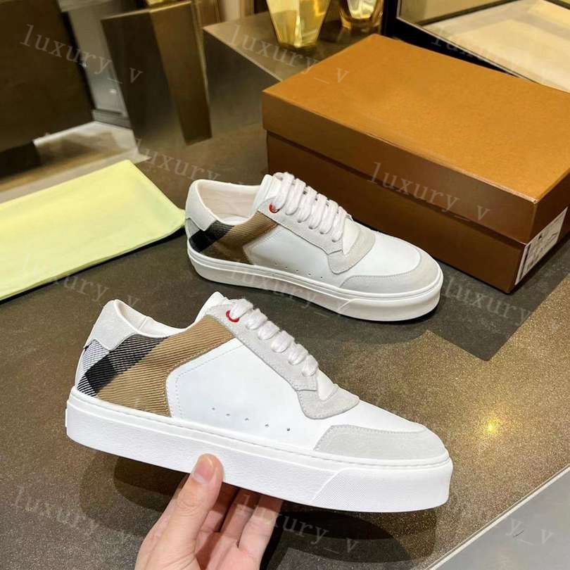 Designer Casual Chaussures Hommes Femmes Baskets Vintage Check Coton Baskets Maison Rayé Chaussures À Lacets Entraîneur Plate-Forme En Cuir Sneaker