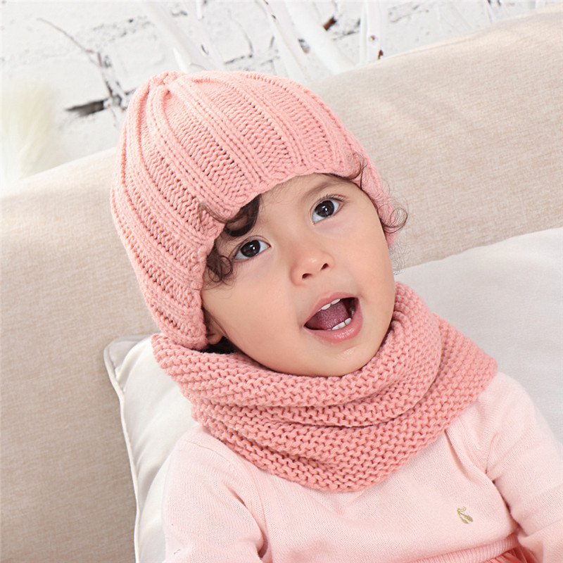 Cappelli Sciarpe Set Cappello e sciarpa multicolore bambini in acrilico solido bambini con sciarpe ragazzi in maglia set di accessori invernali 220922