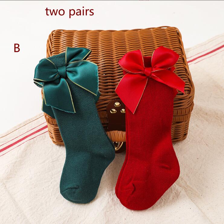 3 projeta meias de natal verde e vermelho meio middle solid color girls com arcos