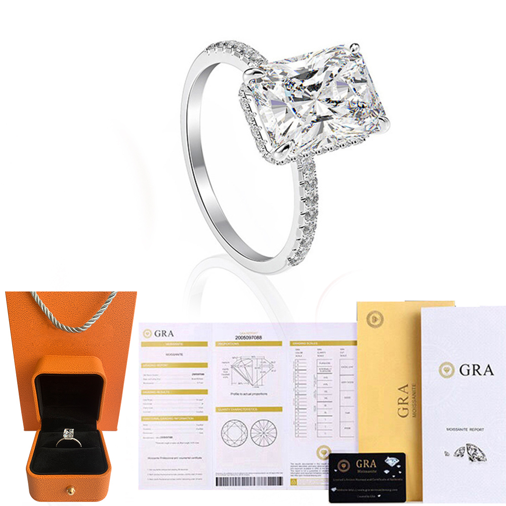 Pierścienie klastrowe Projekt prostokątny D Kolor stworzony luksusowy ślub 925 srebrna biżuteria hurtowa 220922