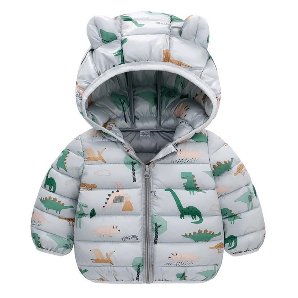 Vers le bas bébé filles vestes à capuche pour enfants dessin animé Dinosuar manteaux automne garçons dessin animé haut chaud enfant en bas âge fermeture éclair vêtements d'extérieur