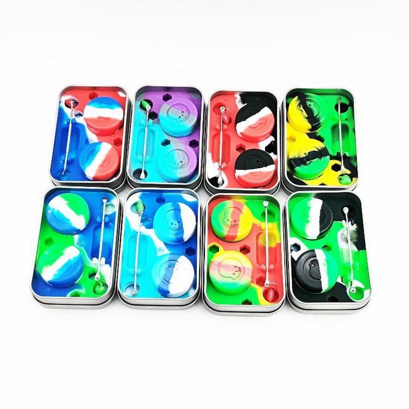 Latest Colorful Silicone Smoking Multiple Use Dry Herb Tobacco Wax Oil Rigs Cigarette Holder Storage Box Spoon Stash Case Dabber Tip Straw Nails Snuff Snorter DHL