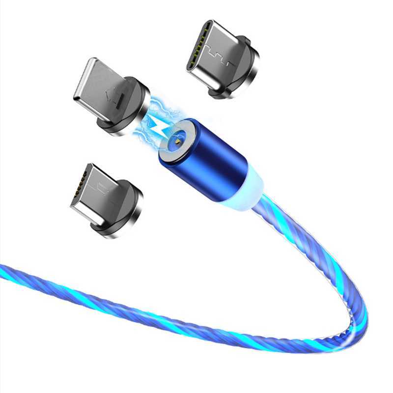 Chargers Cables Magnetic Glow LED Lighting Fast Charging USB Cable for Xiaomi Redmi 8 8A 7A 6A 5 Plus 4A 4X 5A Note 7 8 Pro 8T iPhone Samsung W220924