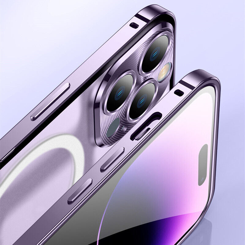 iPhone 14 Pro Max 13のMagsafing Matteケース12磁気ワイヤレスメタルフレームカバー