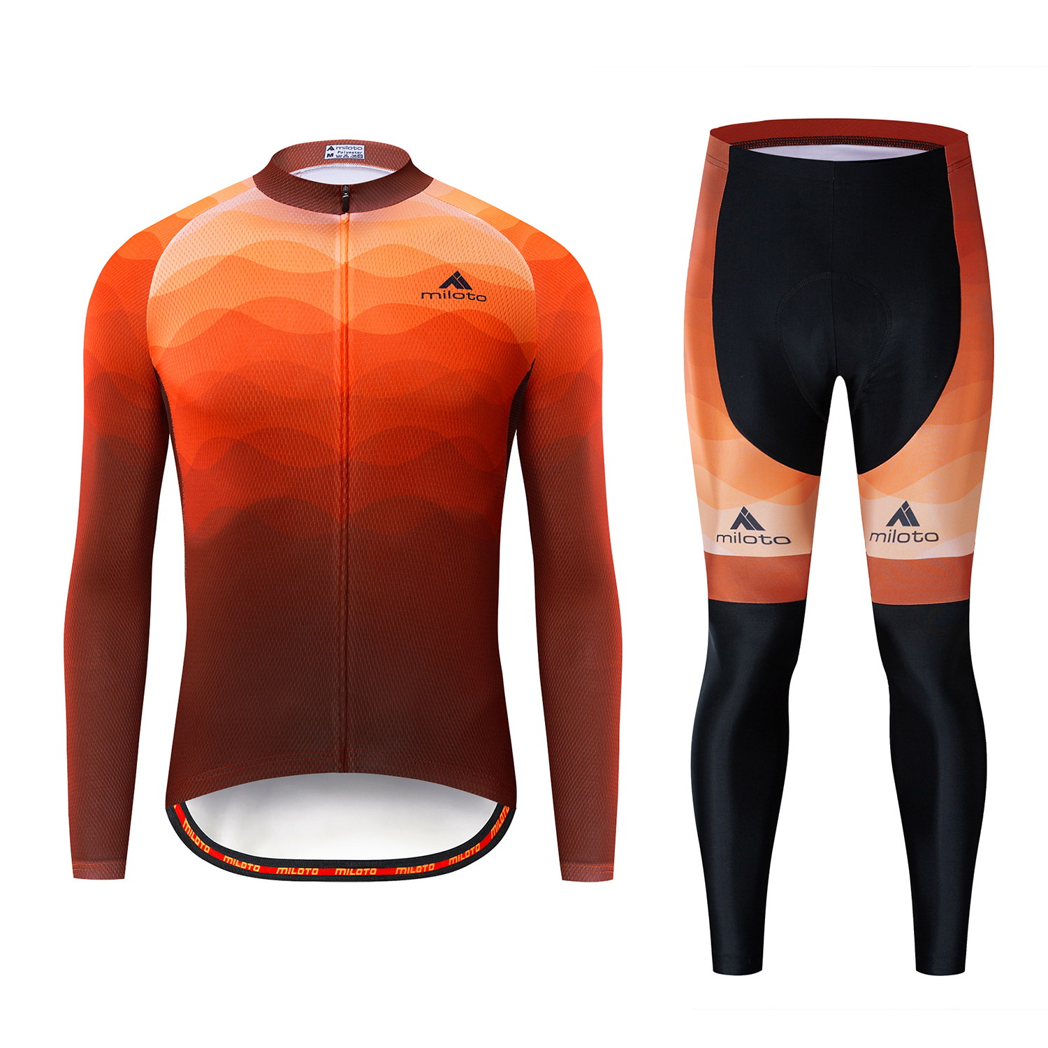 2024 Pro Mens Copper Winter Cycling Jersey Set Long Sleeve Mountain Bike Cycling Clothing Breathable MTB Bicycle Clothes Wear Suit B35