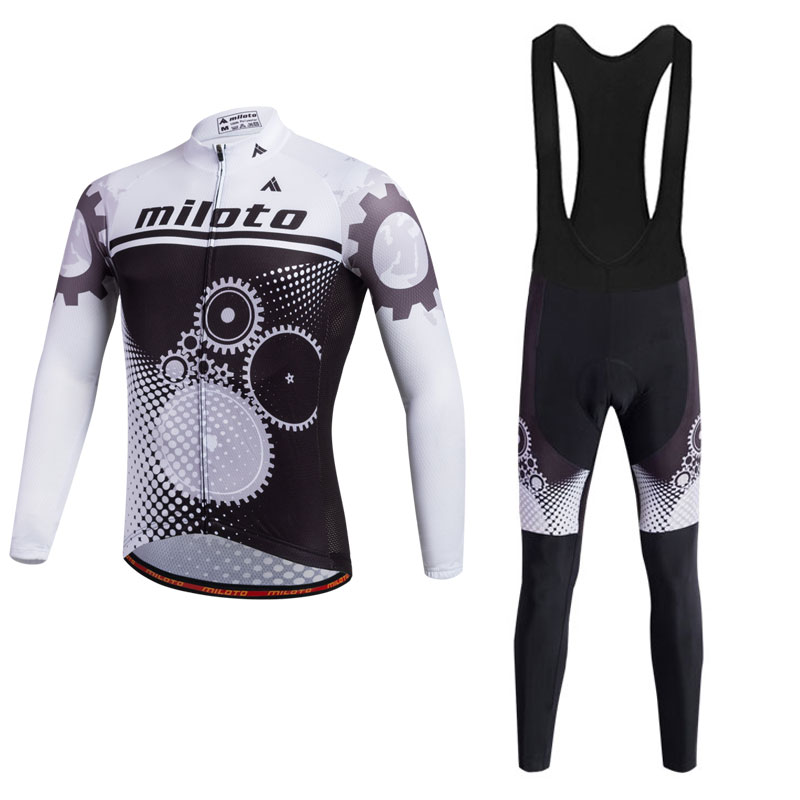 2024 Pro Mens Running Gear Winter Cycling Jersey Set Long Sleeve Mountain Bike Cycling Clothing Breathable MTB Bicycle Clothes Wear Suit B35