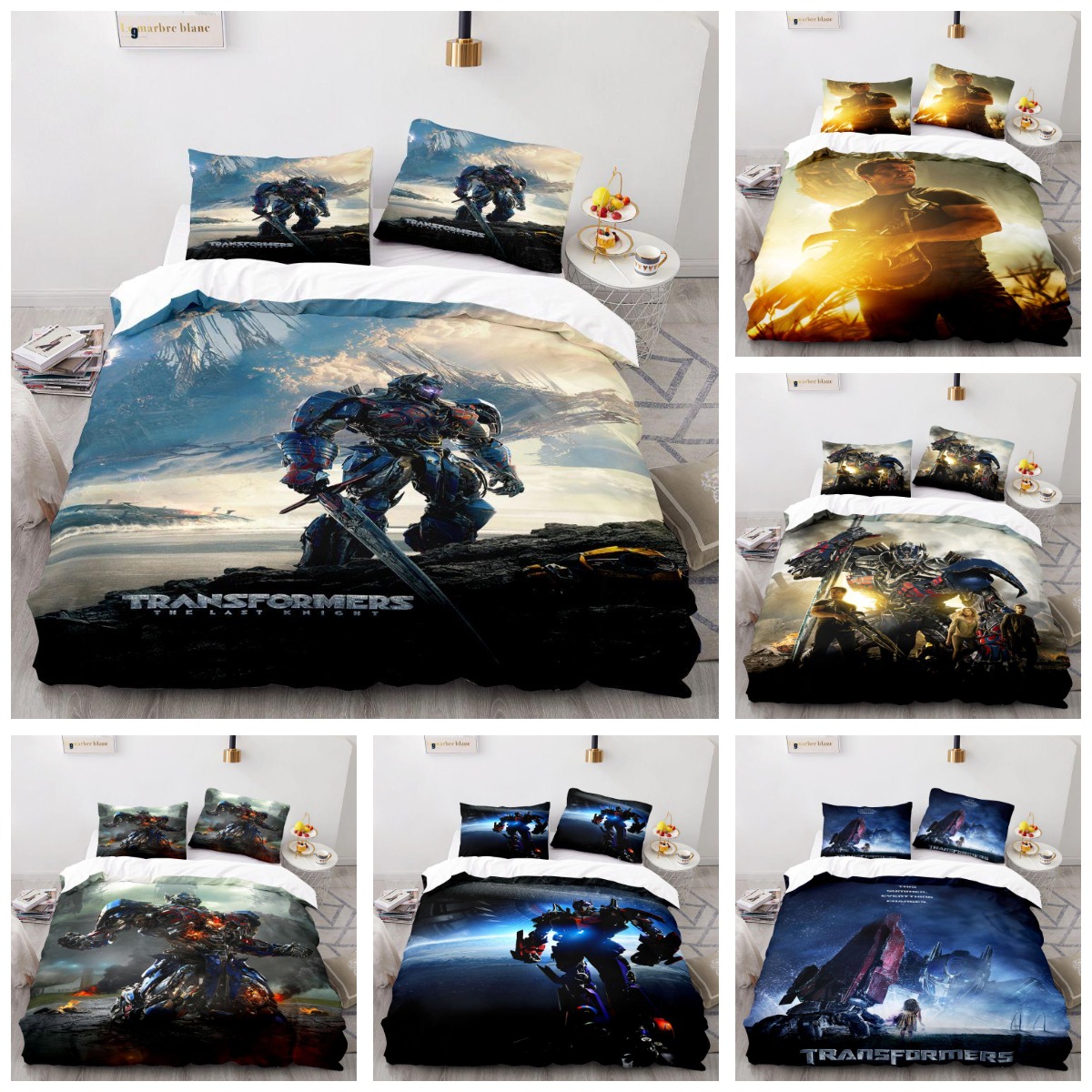 3D Digital Printing Bedding Sets Transformers Themed Polyester Duvet Cover Set 3PC European and American Style Super Soft Quilt Cover with Pillowcase