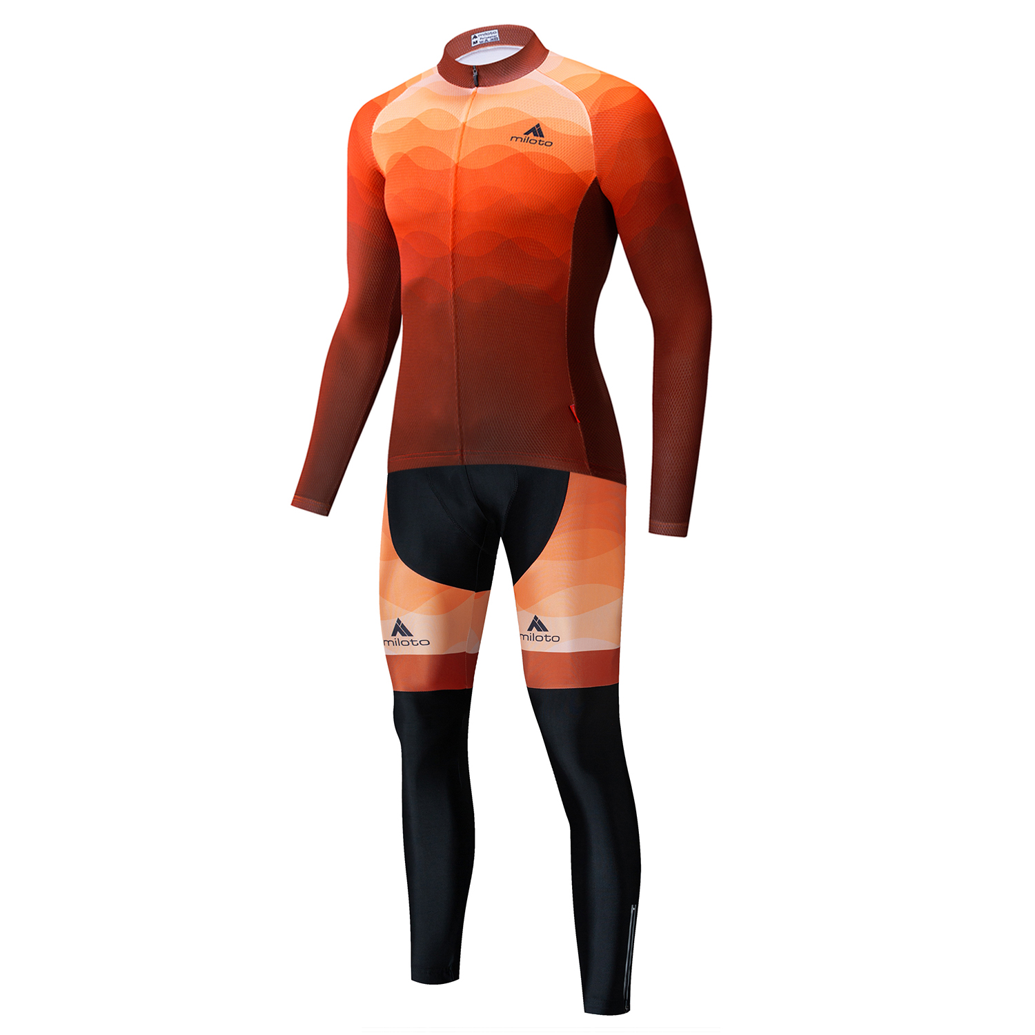 2024 Pro Mens Copper Winter Cycling Jersey مجموعة طويلة الأكمام الجبلية للدراجة ركوب الدراجات في التنفس MTB للدراجة ملابس ارتداء بدلة B35