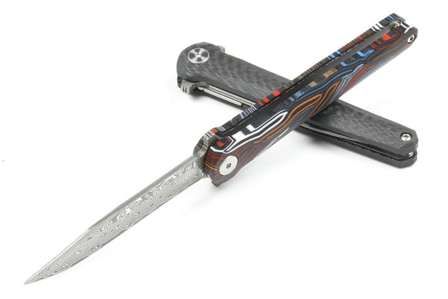 Promotie M6670 Flipper Vouwmes VG10 Damascus stalen meskleur G10 handgreep kogellager snel open EDC Pocket Knives